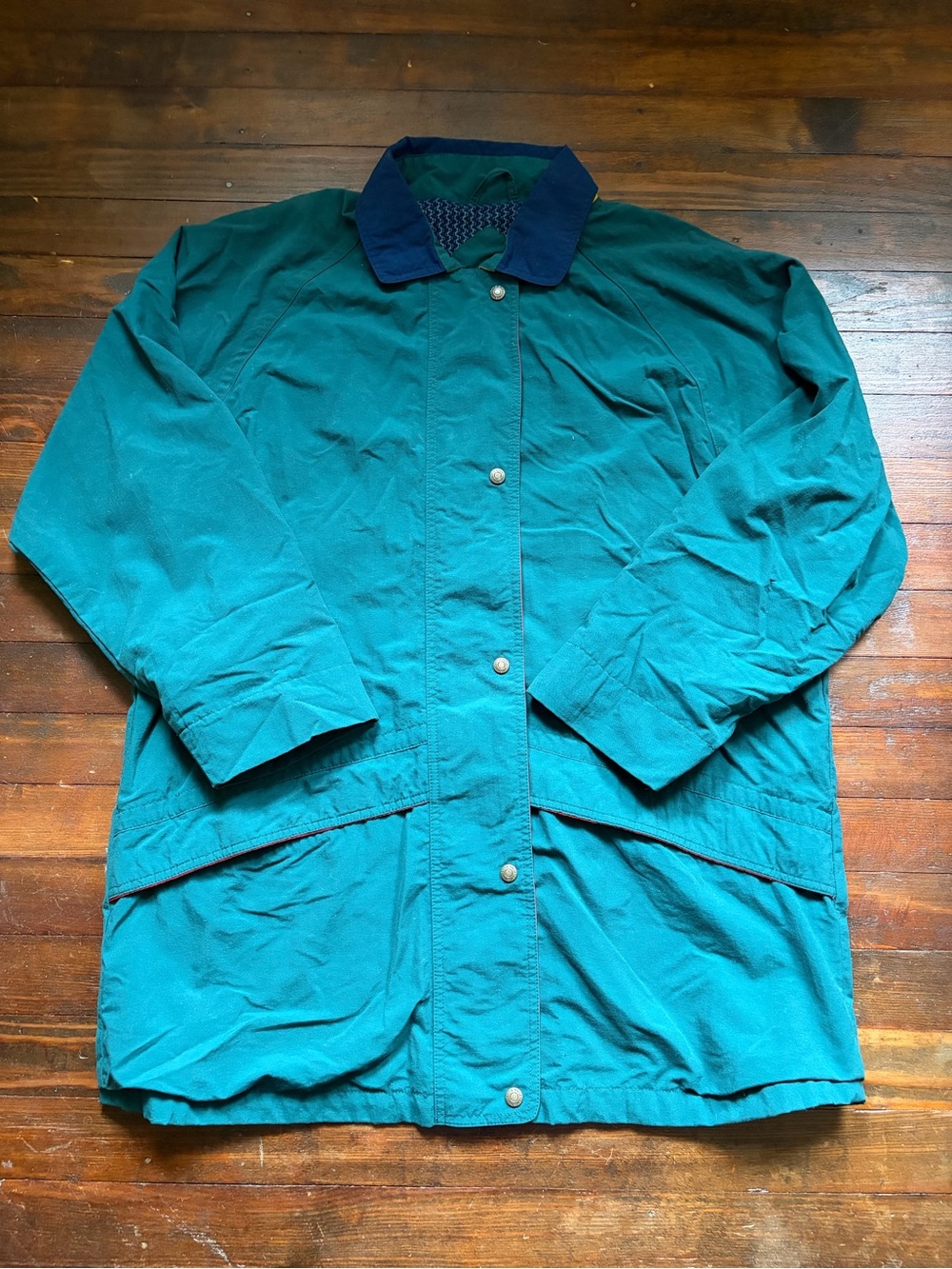Vintage Eddie Bauer Hunter Green Rain Jacket Oversized Utility Coat L